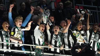 Newcastle United players greeted by surprise guest as they gather at the famous Wembley steps