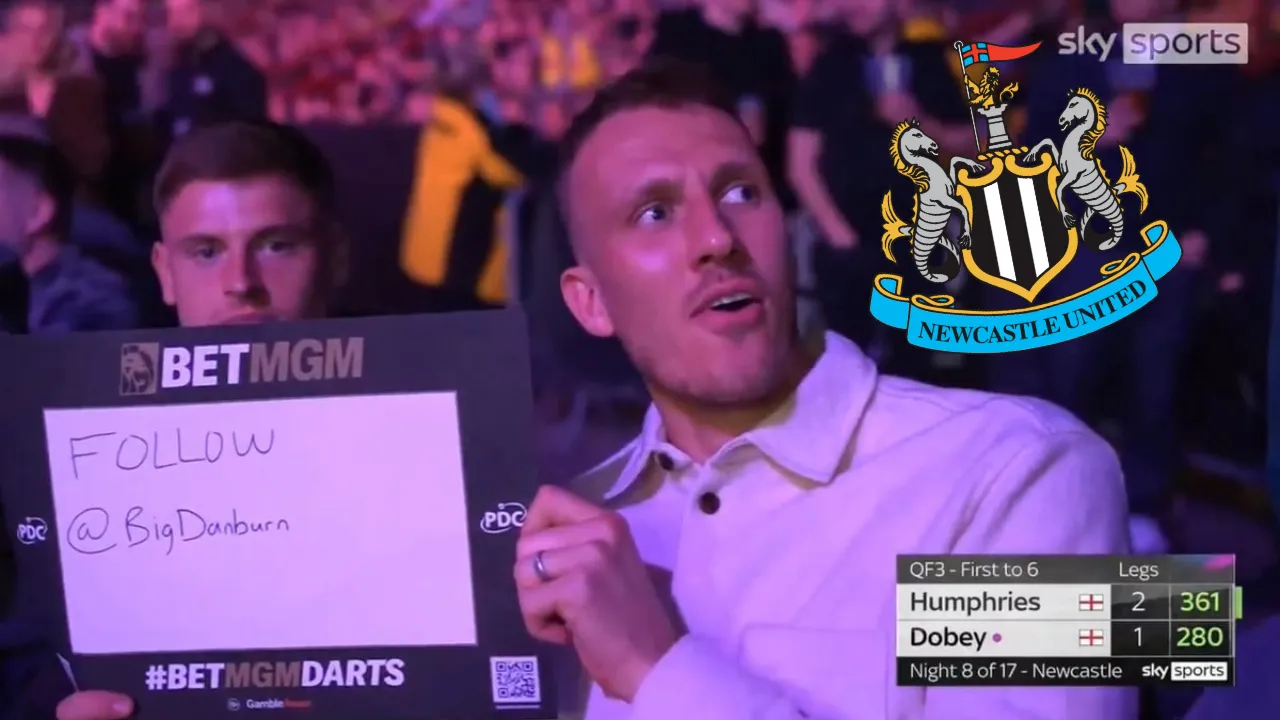 Newcastle United hero Dan Burn steals show as he and several other players attend PDC darts at Utilita Arena