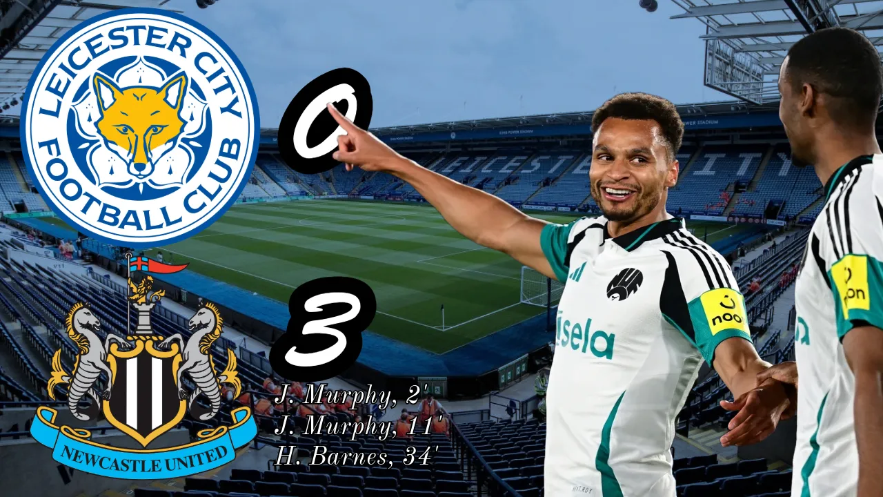 Magic Murphy scores a brace as Newcastle United coast to victory against turgid Leicester City